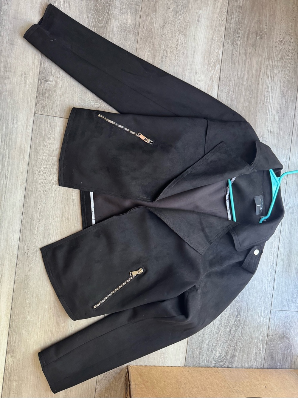 Tahari Black Zip-Front Moto Jacket